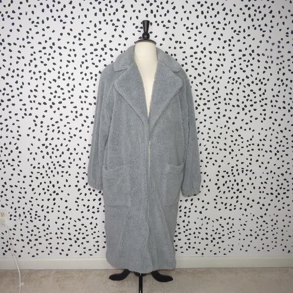 Free People Blue Tessa Teddy Sherpa Oversized Longline Coat - Picture 4 of 12